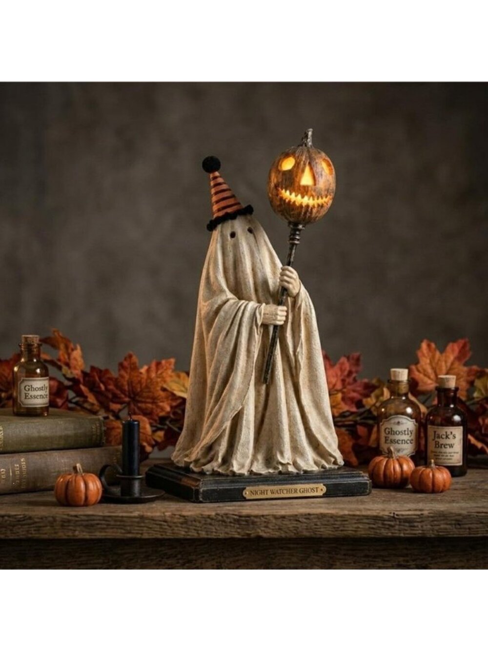 Halloween Ghost Lamp Cute Ghost Glowing Pumpkin Scepter 3D Night Light Tabletop
